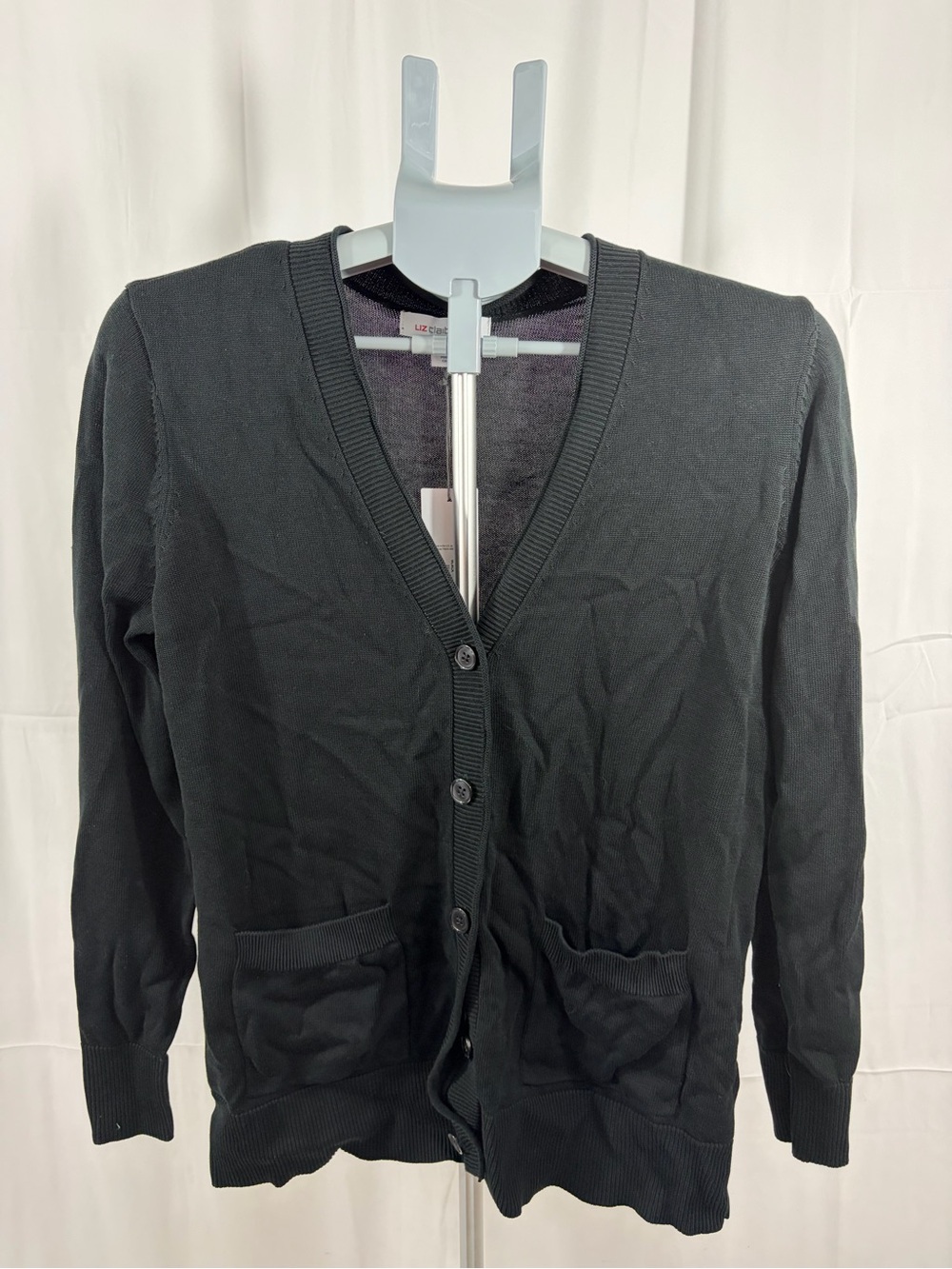 NWT Liz Claiborne Women’s Size M Black Button Down Cardigan Sweater